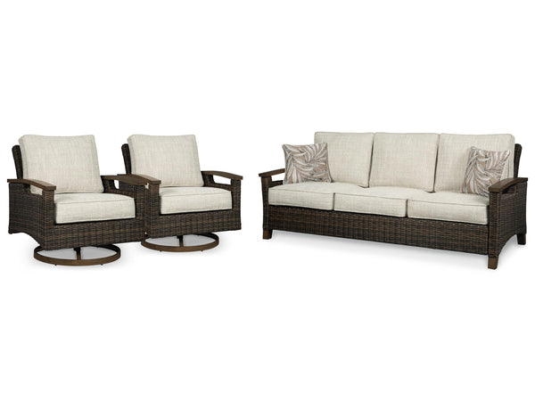 ASHLEY FURNITURE PKG014562 Outdoor Sofa With 2 Lounge Chairs