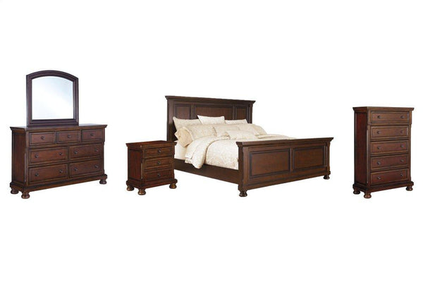 ASHLEY FURNITURE PKG006272 California King Panel Bed With Mirrored Dresser, Chest and Nightstand