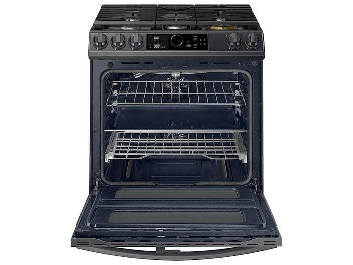 SAMSUNG NX60T8751SG 6.0 cu ft. Smart Slide-in Gas Range with Flex Duo TM , Smart Dial & Air Fry in Black Stainless Steel