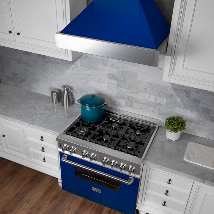 ZLINE KITCHEN AND BATH 8654BG30 ZLINE Ducted ZLINE DuraSnow Stainless Steel R Range Hood with Blue Gloss Shell Size: 30 Inch