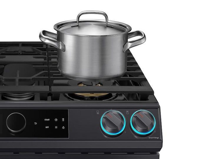 SAMSUNG NX60T8711SG 6.0 cu ft. Smart Slide-in Gas Range with Smart Dial & Air Fry in Black Stainless Steel