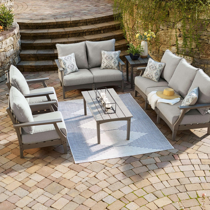 ASHLEY FURNITURE PKG011422 Outdoor Sofa and Loveseat With 2 Lounge Chairs and End Table