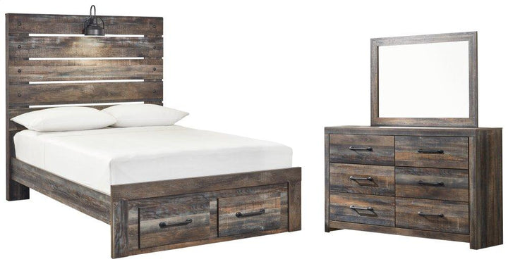ASHLEY FURNITURE PKG003357 Full Panel Bed With 2 Storage Drawers With Mirrored Dresser