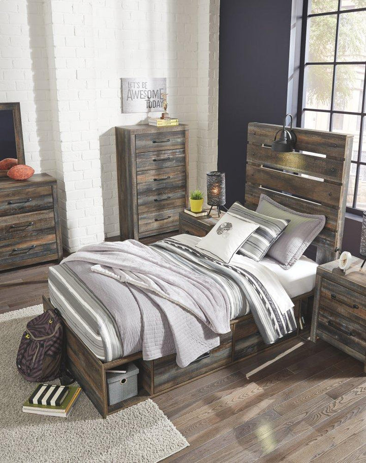 ASHLEY FURNITURE PKG003184 Full Panel Bed With 4 Storage Drawers With Mirrored Dresser, Chest and Nightstand