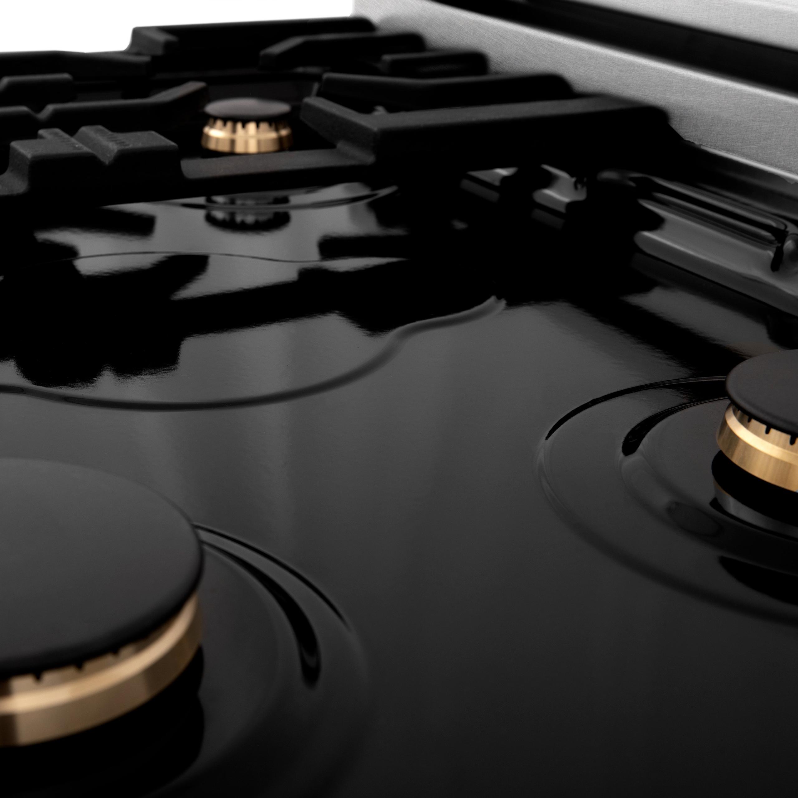 ZLINE KITCHEN AND BATH RTSZ30CB ZLINE Autograph Edition 30" Porcelain Rangetop with 4 Gas Burners in DuraSnow R Stainless Steel and Accents Color: Champagne Bronze