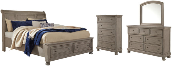 ASHLEY FURNITURE PKG006610 California King Sleigh Bed With Mirrored Dresser and Chest