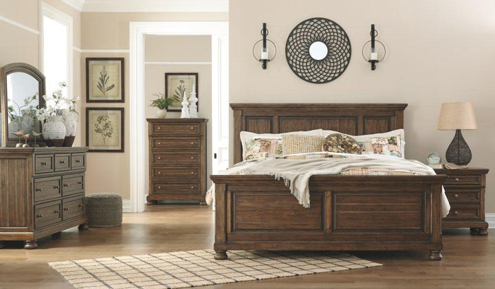 ASHLEY FURNITURE PKG006436 King Panel Bed With Mirrored Dresser, Chest and Nightstand