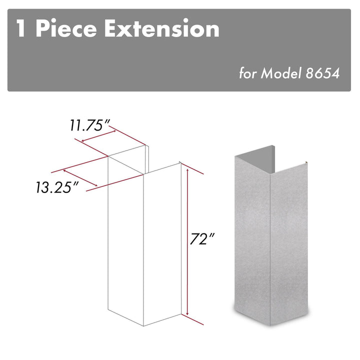 ZLINE KITCHEN AND BATH 8654E ZLINE 61" DuraSnow R Stainless Steel Extended Chimney and Crown