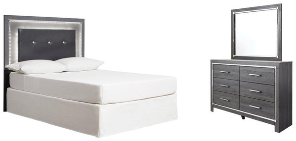 ASHLEY FURNITURE PKG003525 Full Upholstered Panel Headboard With Mirrored Dresser