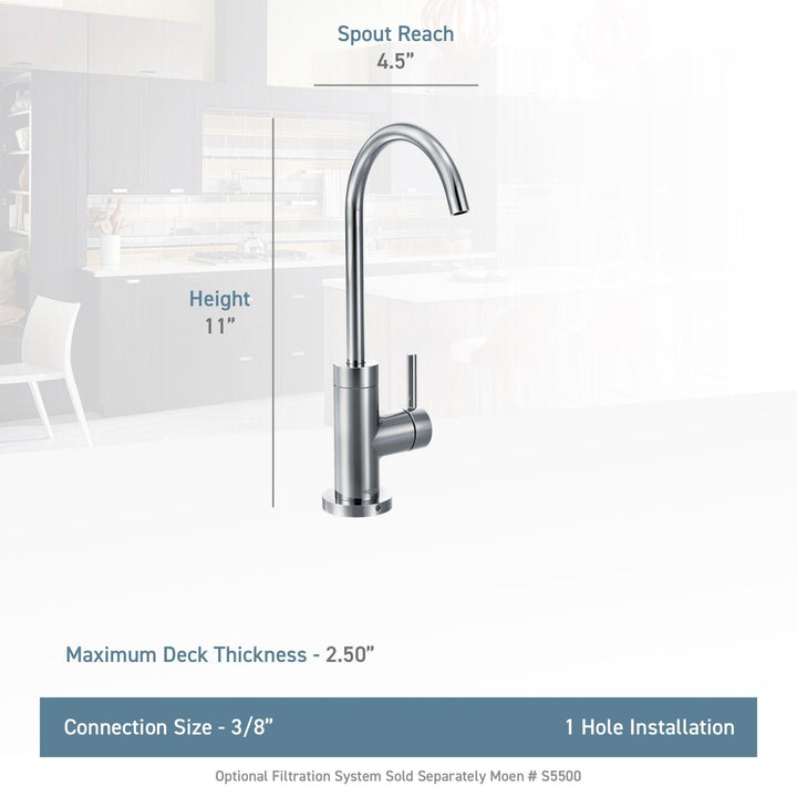 MOEN S5530BLS Sip Modern Black stainless one-handle high arc beverage faucet