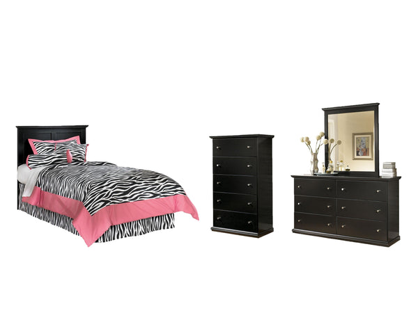 ASHLEY FURNITURE PKG007406 Twin Panel Headboard With Mirrored Dresser and Chest