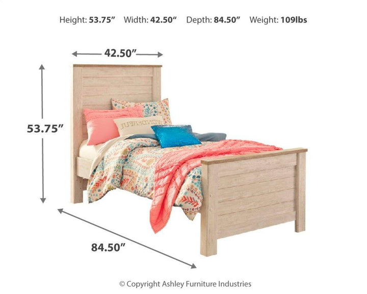 ASHLEY FURNITURE PKG004390 Twin Panel Bed With Mirrored Dresser and Chest