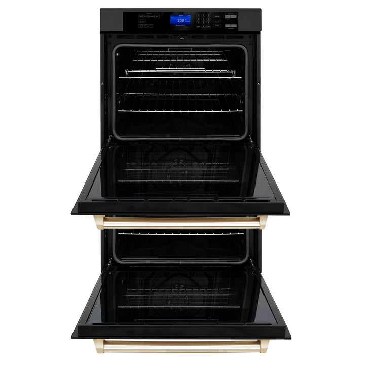 ZLINE KITCHEN AND BATH AWDZ30BSG ZLINE 30" Autograph Edition Double Wall Oven with Self Clean and True Convection in Black Stainless Steel Color: Gold