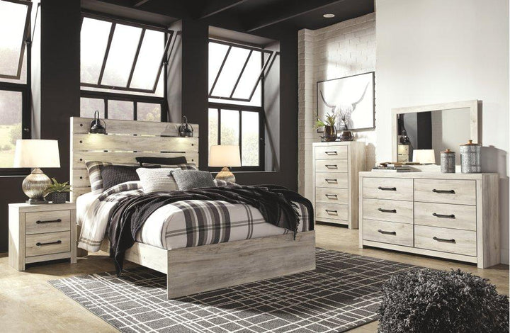 ASHLEY FURNITURE PKG003084 Queen Panel Bed With Mirrored Dresser, Chest and Nightstand