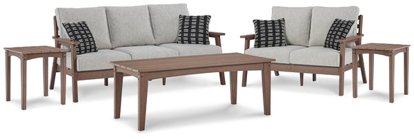 ASHLEY FURNITURE PKG013851 Outdoor Sofa and Loveseat With Coffee Table and 2 End Tables