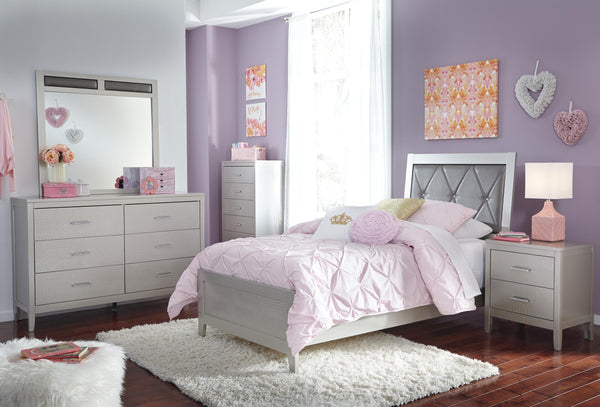 ASHLEY FURNITURE PKG005844 Twin Panel Bed With Mirrored Dresser, Chest and Nightstand