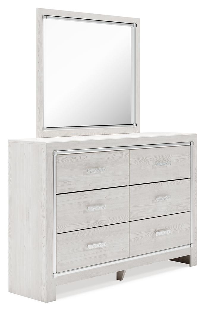 ASHLEY FURNITURE PKG014048 Queen Upholstered Storage Bed With Mirrored Dresser and Nightstand