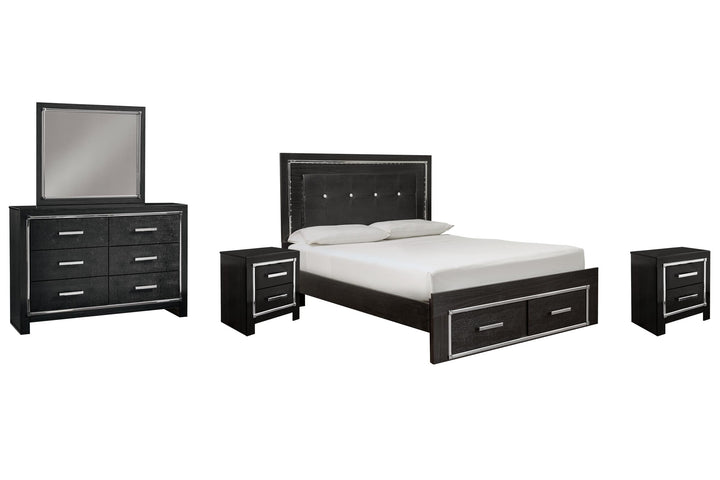 ASHLEY FURNITURE PKG008321 Queen Panel Bed With Storage With Mirrored Dresser and 2 Nightstands