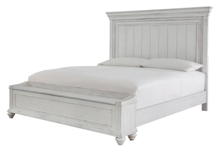 ASHLEY FURNITURE PKG007952 King Panel Bed With Storage With Mirrored Dresser, Chest and Nightstand