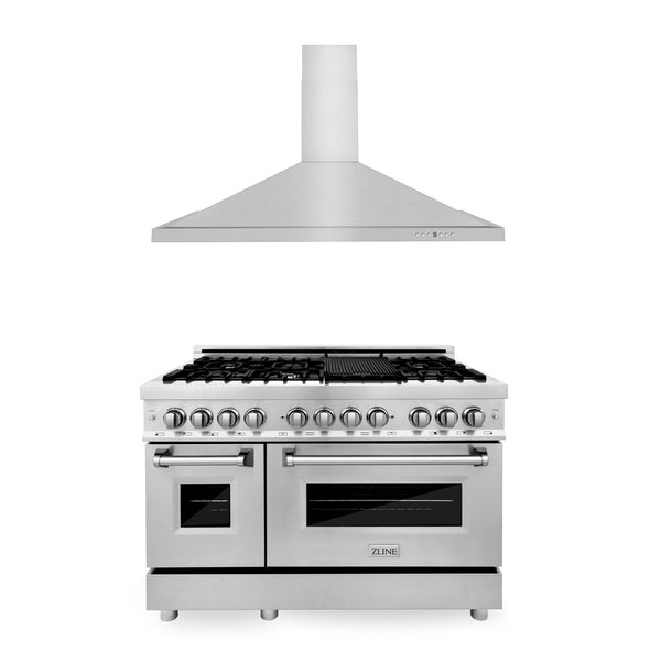 ZLINE KITCHEN AND BATH 2KPRARH48 ZLINE 48" Kitchen Package with Stainless Steel Dual Fuel Range and Convertible Vent Range Hood