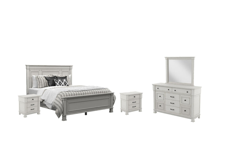 ASHLEY FURNITURE PKG006075 King Panel Bed With Mirrored Dresser and 2 Nightstands