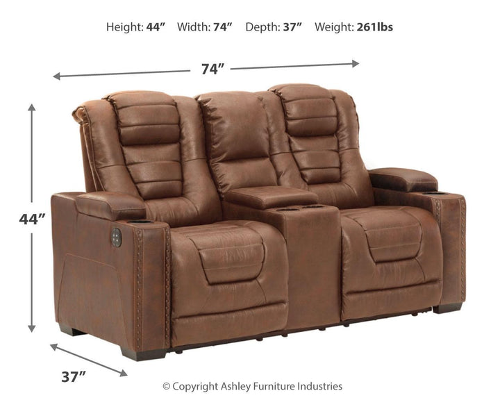 ASHLEY FURNITURE 2450518 Owners Box Power Reclining Loveseat With Console