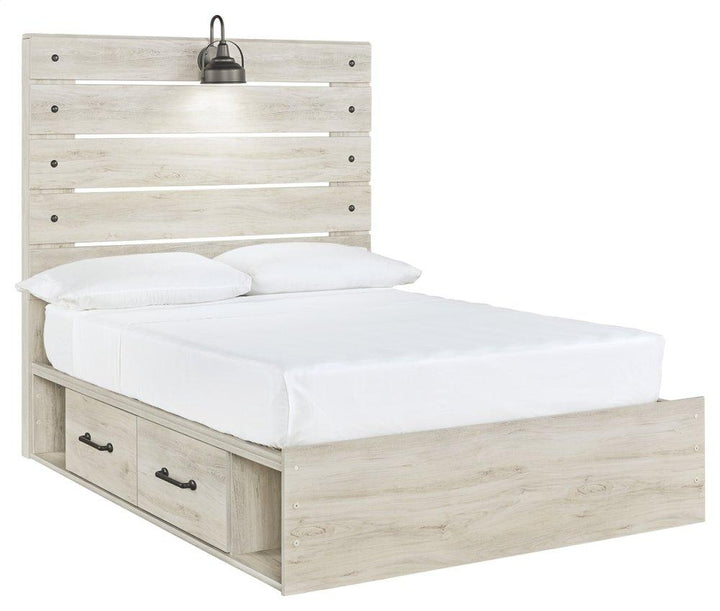 ASHLEY FURNITURE PKG003058 Full Panel Bed With 4 Storage Drawers With Mirrored Dresser and Chest