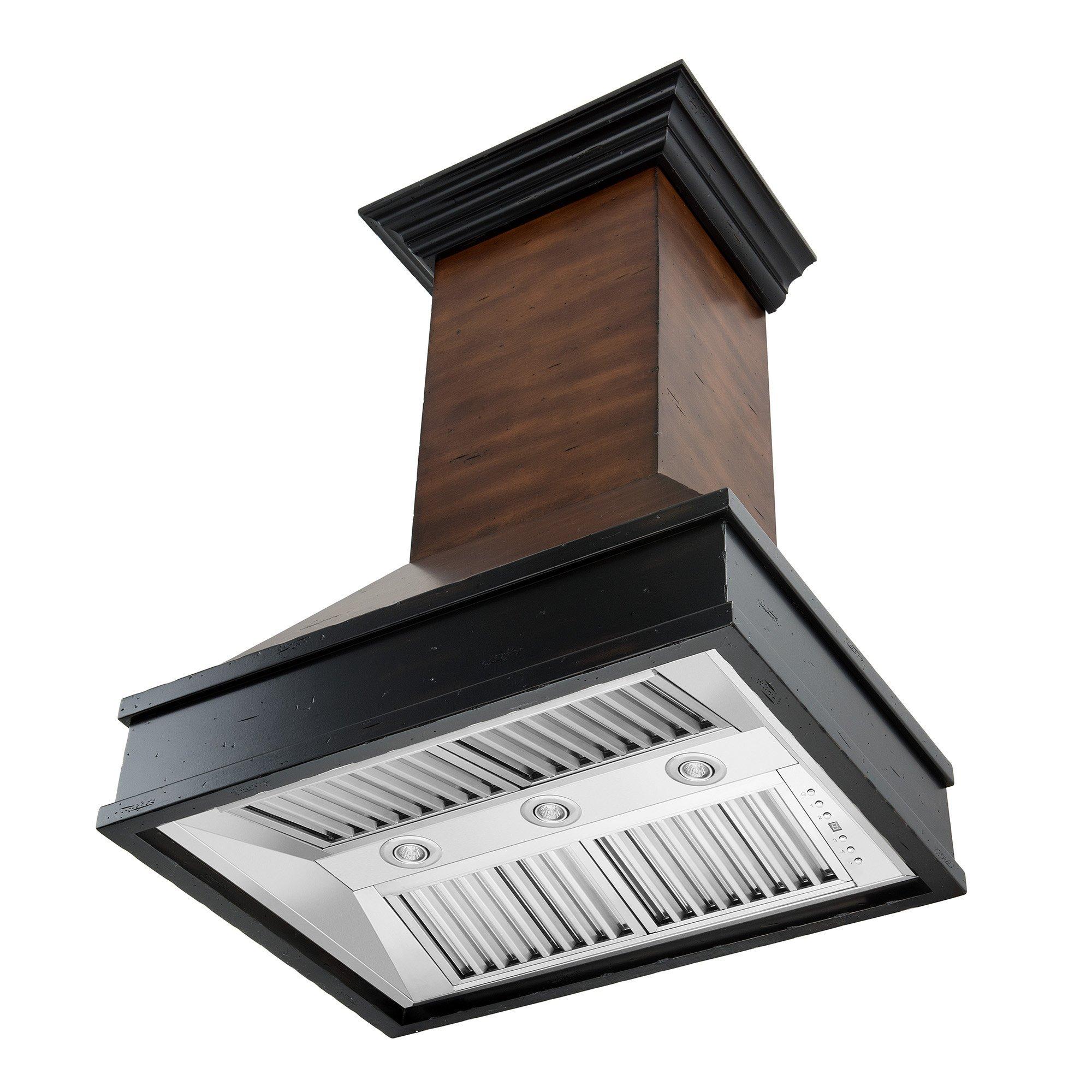 ZLINE KITCHEN AND BATH 329AHRD30 ZLINE Wooden Wall Mount Range Hood in Antigua and Hamilton - Includes Remote Motor Size: 30 Inch, CFM: 700