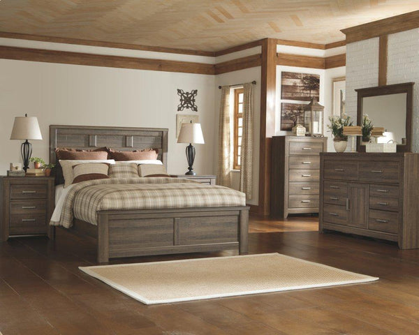 ASHLEY FURNITURE PKG004086 Queen Panel Bed With Mirrored Dresser, Chest and 2 Nightstands