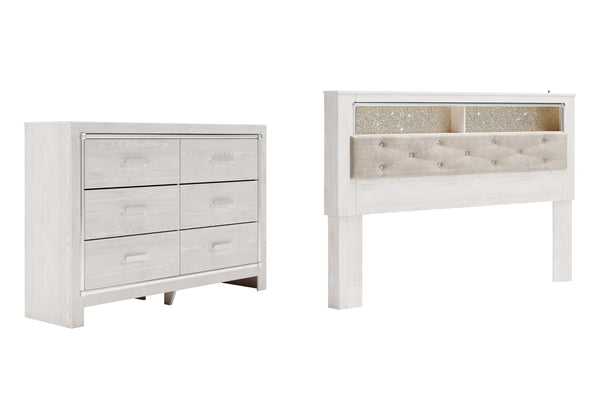 ASHLEY FURNITURE PKG009484 King Bookcase Headboard With Dresser