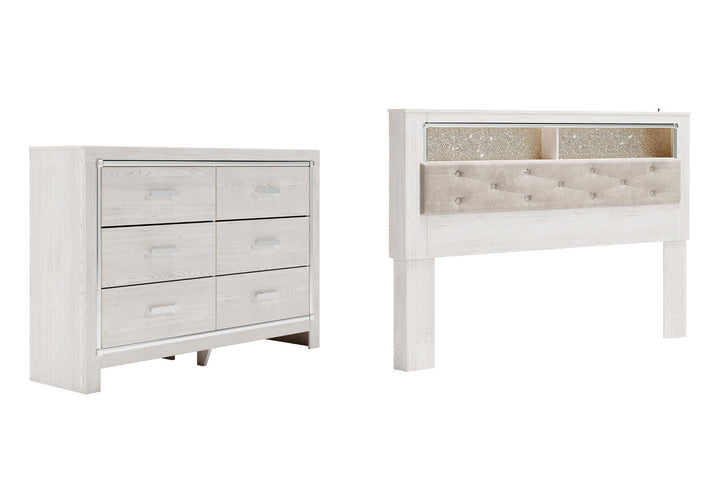 ASHLEY FURNITURE PKG009484 King Bookcase Headboard With Dresser