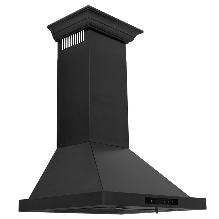 ZLINE KITCHEN AND BATH BSKBNCRN24 ZLINE Convertible Vent Wall Mount Range Hood in Black Stainless Steel with Crown Molding Size: 24 Inch