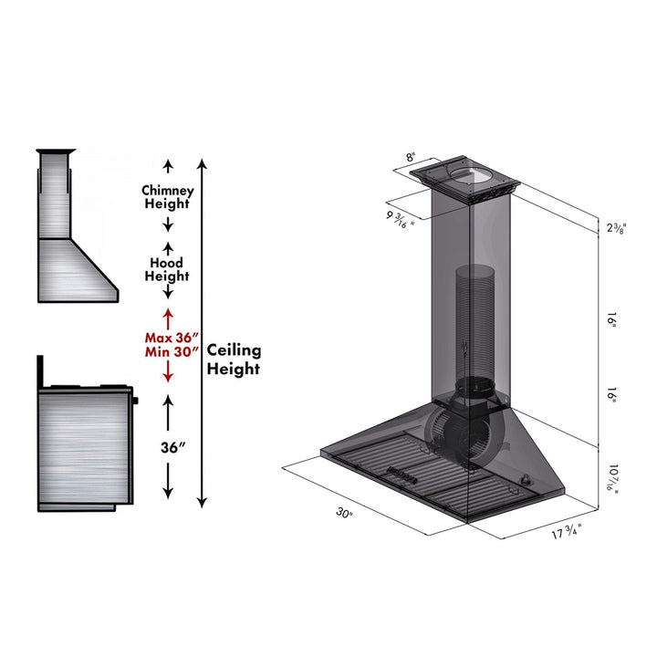 ZLINE KITCHEN AND BATH KL2CRN30 ZLINE Convertible Vent Wall Mount Range Hood in Stainless Steel with Crown Molding Size: 30 Inch