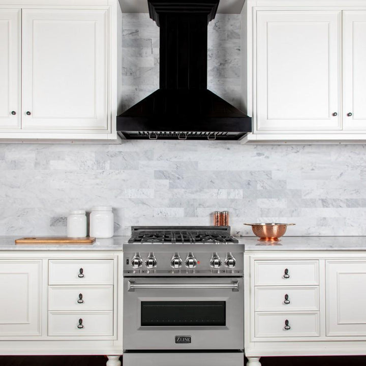 ZLINE KITCHEN AND BATH KPCC30 ZLINE Wooden Wall Mount Range Hood In Black - Includes Motor Size: 30 Inch