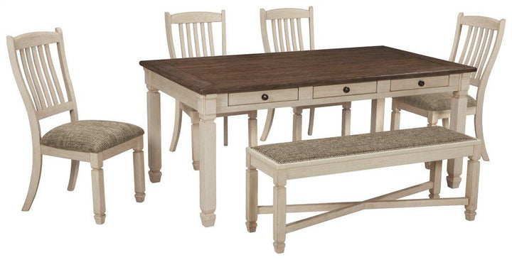 ASHLEY FURNITURE D647D2 Bolanburg Dining Table With 4 Chairs and Bench