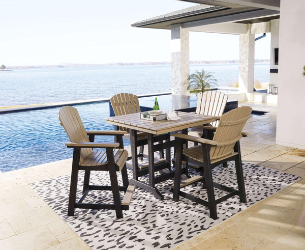 ASHLEY FURNITURE PKG013818 Outdoor Counter Height Dining Table and 4 Barstools