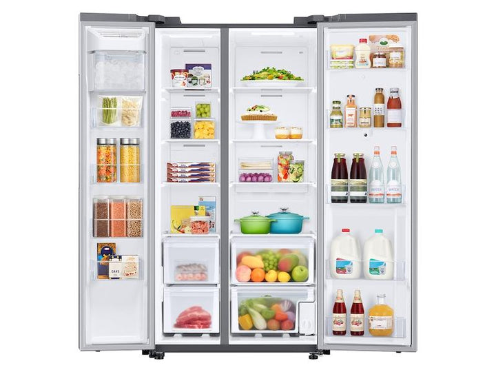 SAMSUNG RS28A5F61SR 27.3 cu. ft. Smart Side-by-Side Refrigerator with Family Hub TM in Stainless Steel