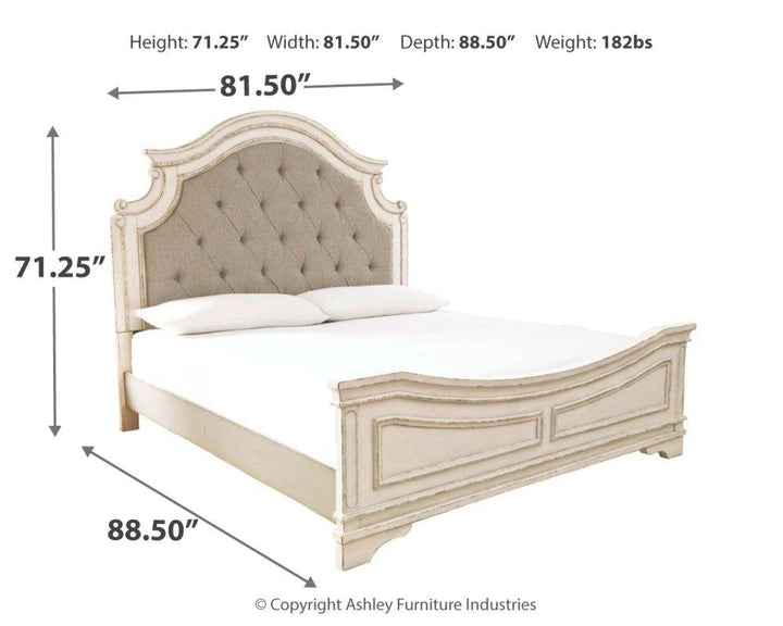 ASHLEY FURNITURE PKG000714 Queen Upholstered Panel Bed With Mirrored Dresser