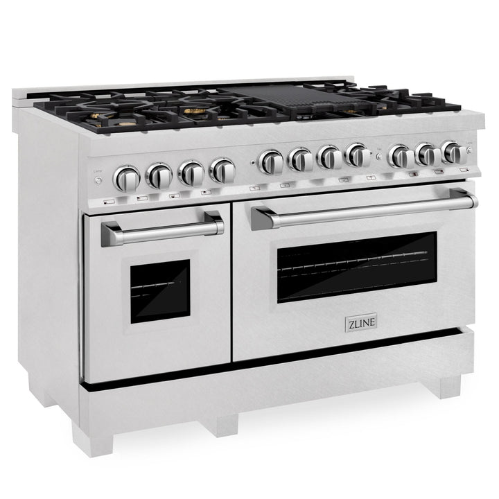 ZLINE KITCHEN AND BATH RGSSN48 ZLINE 48" 6.0 cu. ft. Range with Gas Stove and Gas Oven in ZLINE DuraSnow Stainless Steel R Color: Durasnow Stainless Steel