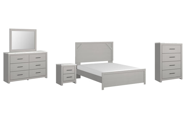 ASHLEY FURNITURE PKG009404 Queen Panel Bed With Mirrored Dresser, Chest and Nightstand