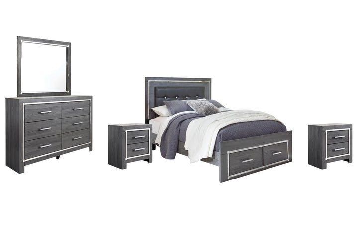 ASHLEY FURNITURE PKG003602 Queen Panel Bed With 2 Storage Drawers With Mirrored Dresser and 2 Nightstands