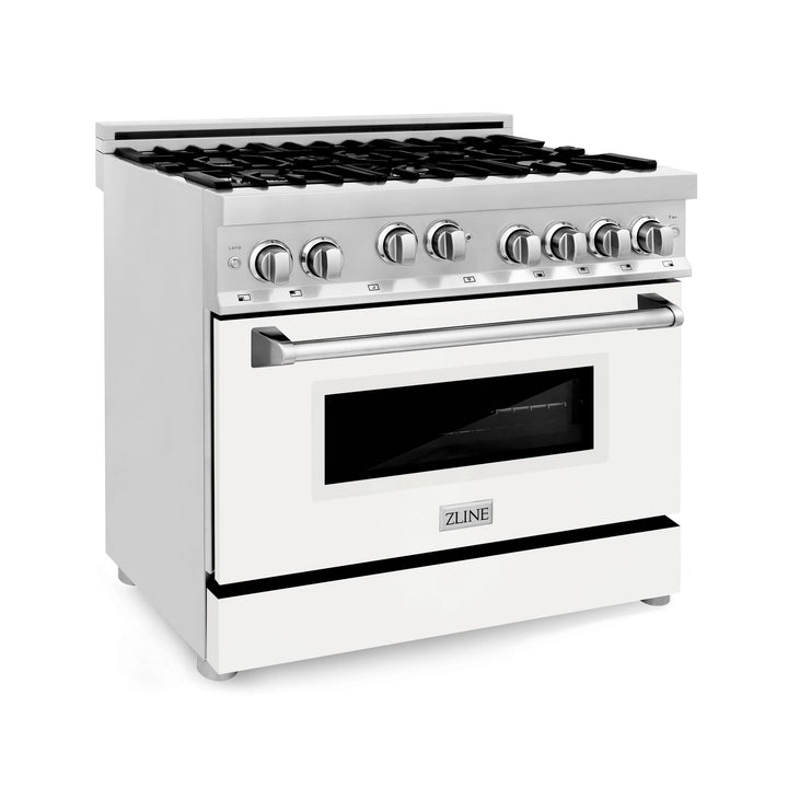 ZLINE KITCHEN AND BATH RG36 ZLINE 36" Professional 4.6 cu. ft. 6 Gas on Gas Range in Stainless Steel with Color Door Options Color: Stainless Steel