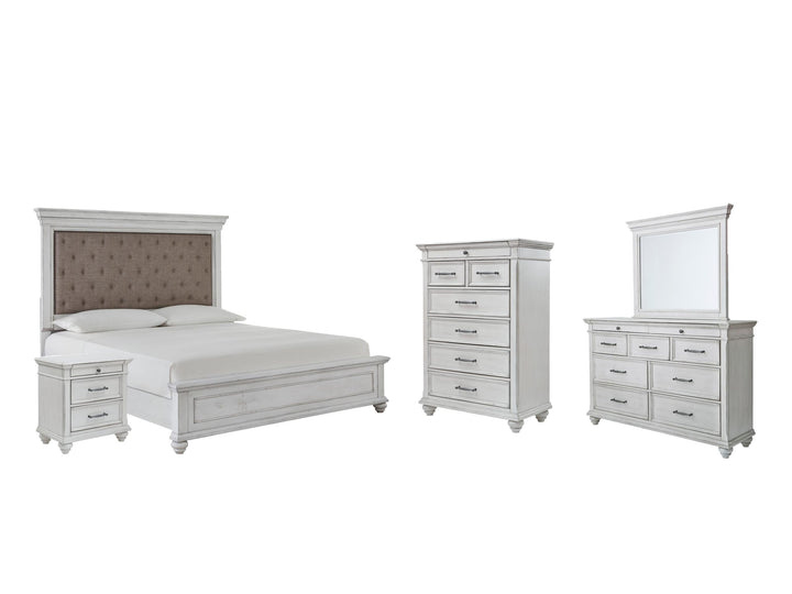 ASHLEY FURNITURE PKG007935 Queen Panel Bed With Mirrored Dresser, Chest and Nightstand