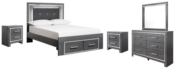 ASHLEY FURNITURE PKG003614 Full Panel Bed With 2 Storage Drawers With Mirrored Dresser and 2 Nightstands