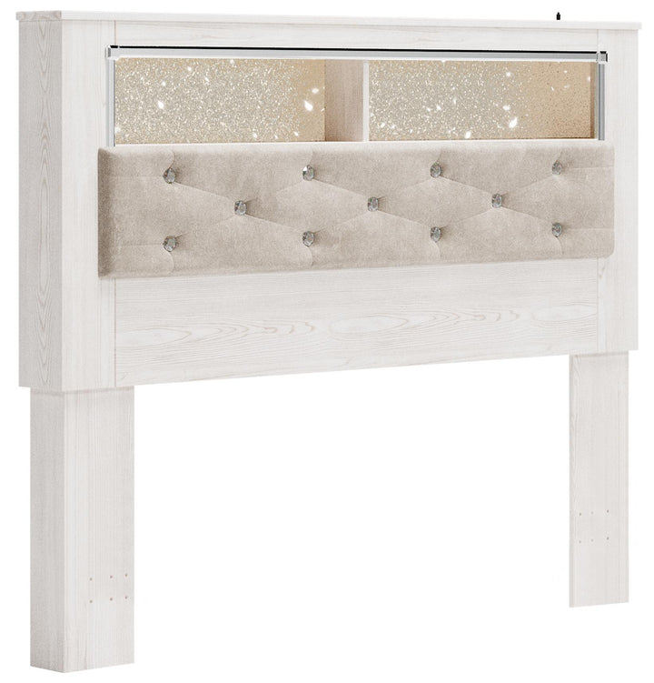 ASHLEY FURNITURE PKG009481 Queen Bookcase Headboard With Mirrored Dresser and Chest