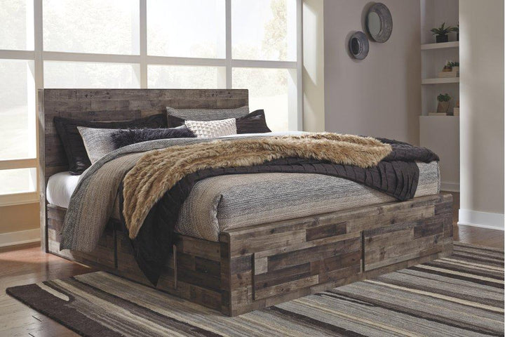 ASHLEY FURNITURE PKG003359 King Panel Bed With 4 Storage Drawers With Mirrored Dresser