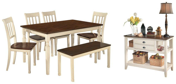 ASHLEY FURNITURE PKG002054 Dining Table and 4 Chairs and Bench With Storage