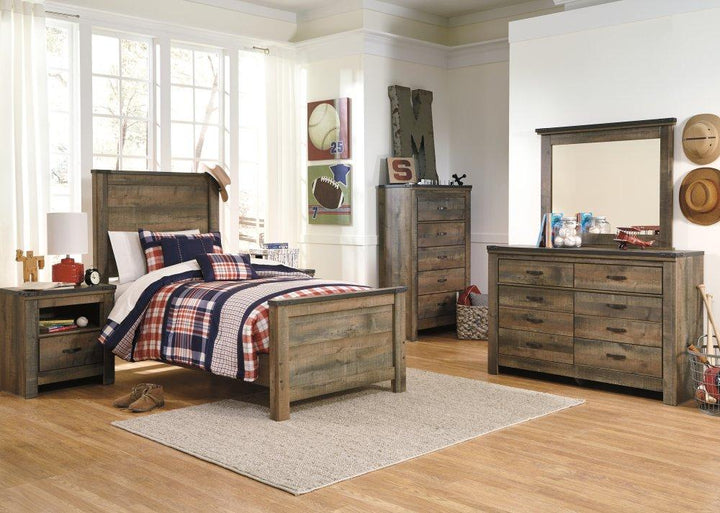 ASHLEY FURNITURE PKG005177 Twin Panel Bed With Mirrored Dresser and 2 Nightstands