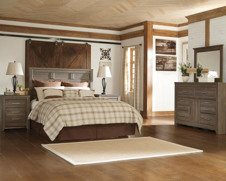 ASHLEY FURNITURE PKG004025 Queen Panel Headboard With Mirrored Dresser and 2 Nightstands