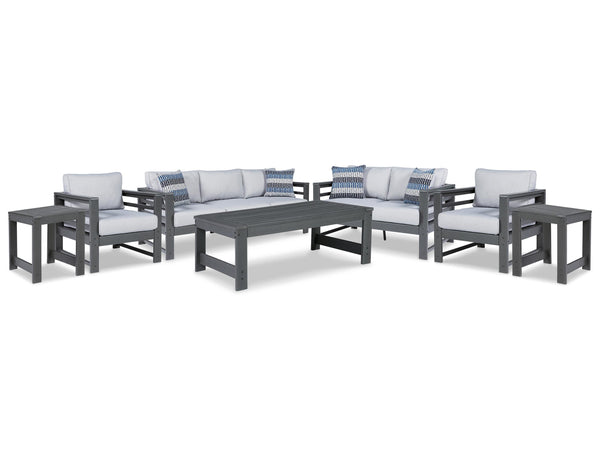 ASHLEY FURNITURE PKG013842 Outdoor Sofa, Loveseat and 2 Lounge Chairs With Coffee Table and 2 End Tables